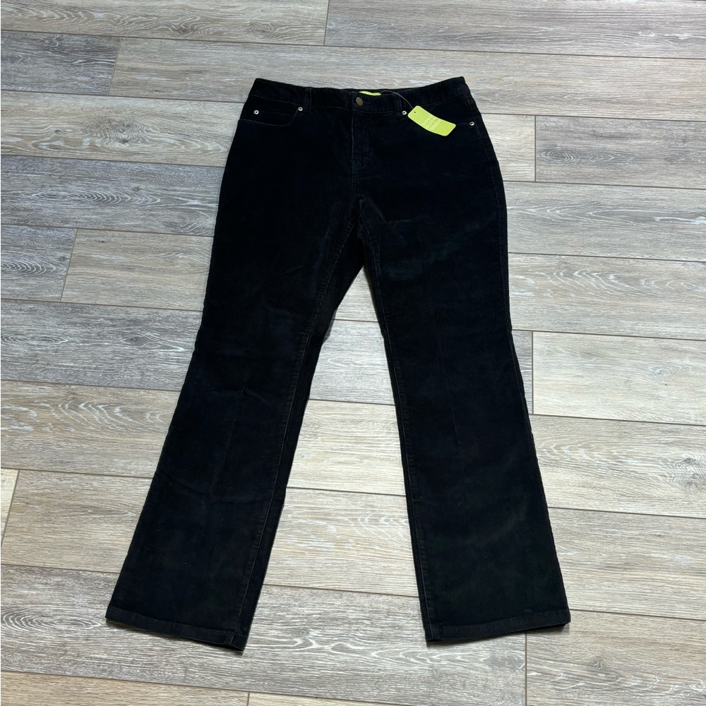 Sigrid Olsen Pants Sz 10 Mimu Black Corduroy Straight Leg Preppy Academia NWT